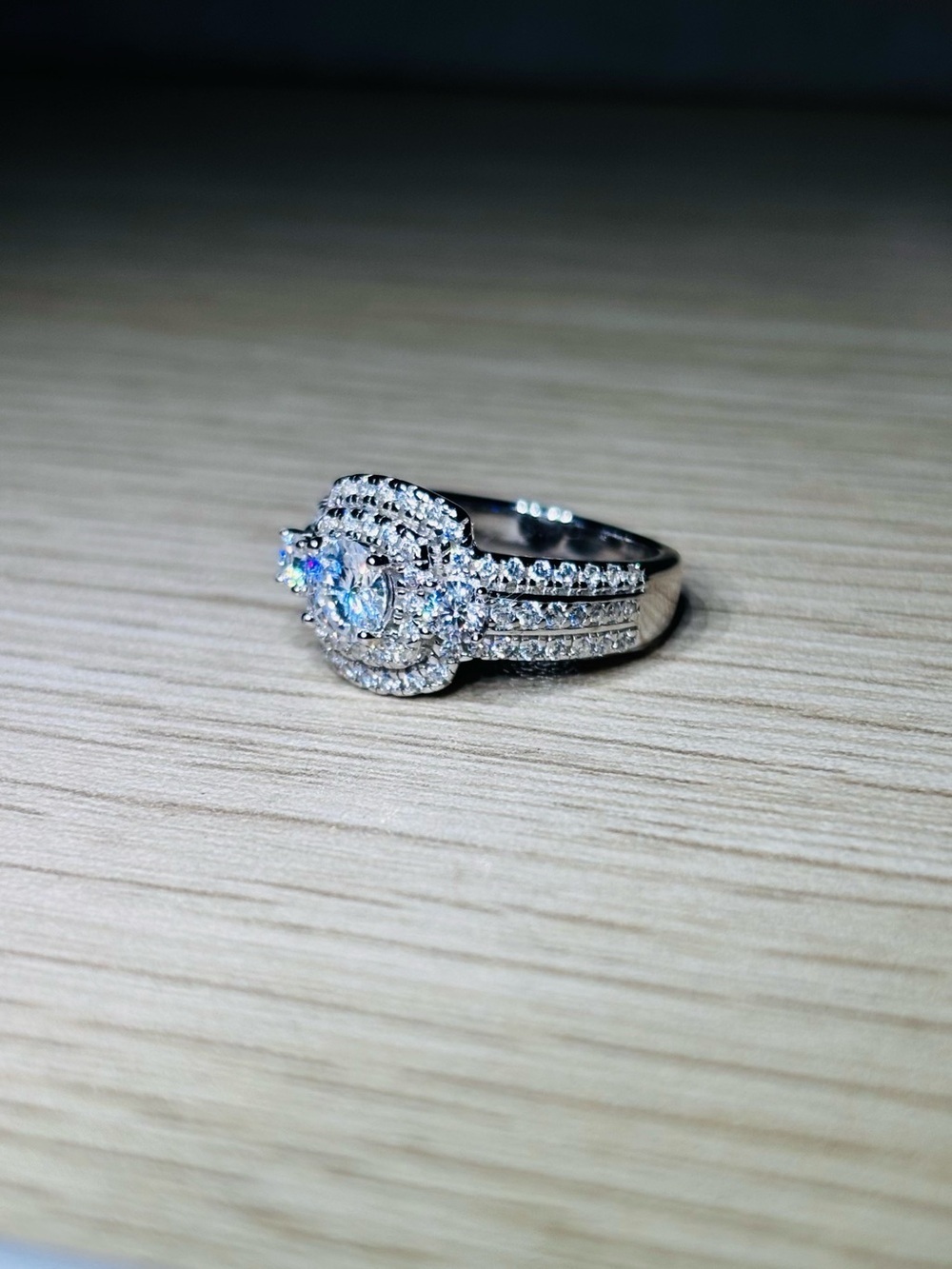 .925 Sterling Silver 1.5ct. VVS Moissanite Double Halo Ring Size 5 - Picture 4 of 10